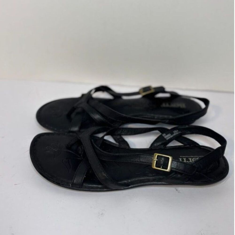Born Black Thong Ankle Strap Sandals Women's Size 8
